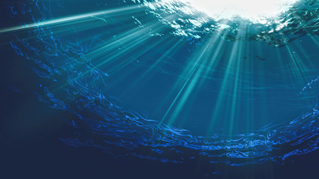Deep underwater, abstract marine background. Tranquil viewの写真素材