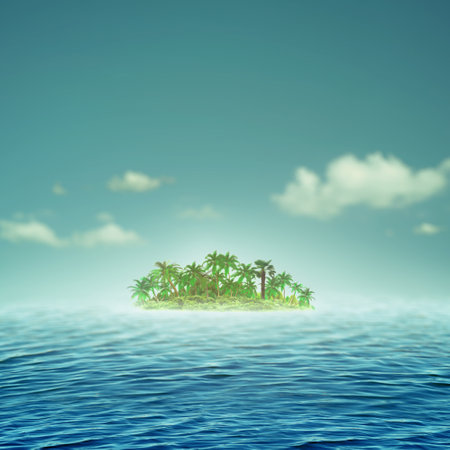 Tropical Island. Abstract travel and vacation backgroundsの写真素材