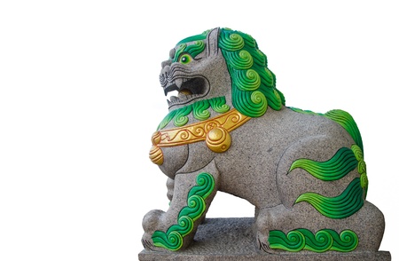 Lion sculpture in Kuan Im shrineの写真素材