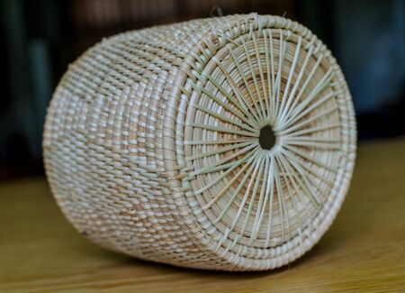 Wicker tissue box put on the dinning tableの写真素材