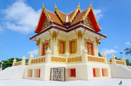 Thai temple with the blue sky backgroundの写真素材