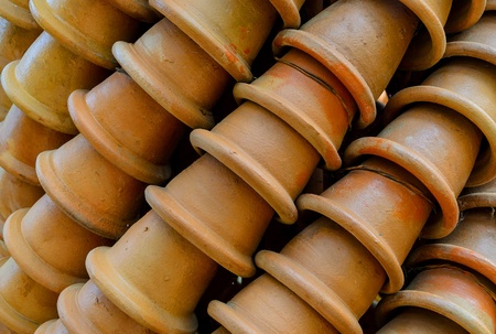 Clay pots put overlapped each other as a texture