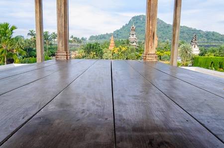 Balcony with the garden view below, Thailandの写真素材
