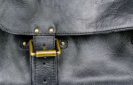 Locking set of the black leather camera bagの写真素材