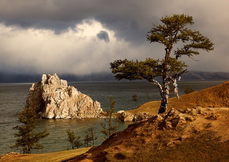 Summer Baikal lake landscape on Olkhon islandの写真素材