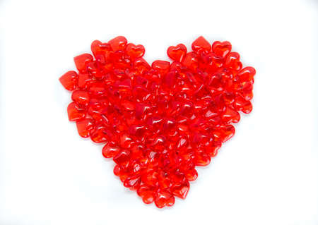 Heart made of glass hearts on a white background. Valentine's dayの写真素材