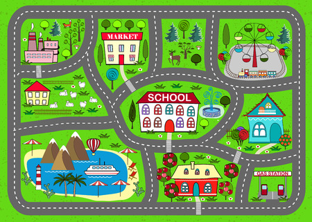Road play mat for children activity and entertainmentのイラスト素材