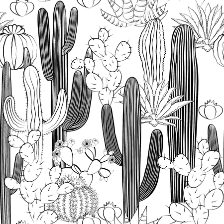 A Seamless pattern with cactus. Wild cacti forestのイラスト素材