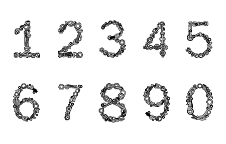 Hand tools numbers. Vector illustrationのイラスト素材