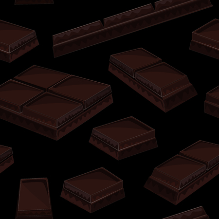 Seamless background with piece of black chocolate barsのイラスト素材