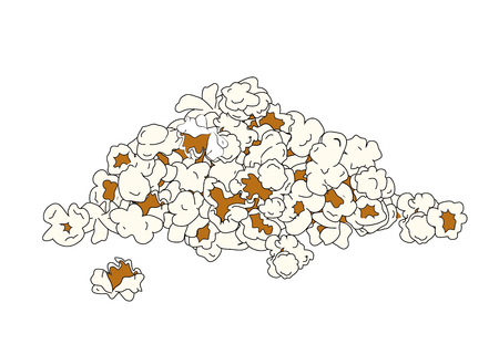 Hand drawn popcorn pile isolated on white background. Vector illustrationのイラスト素材