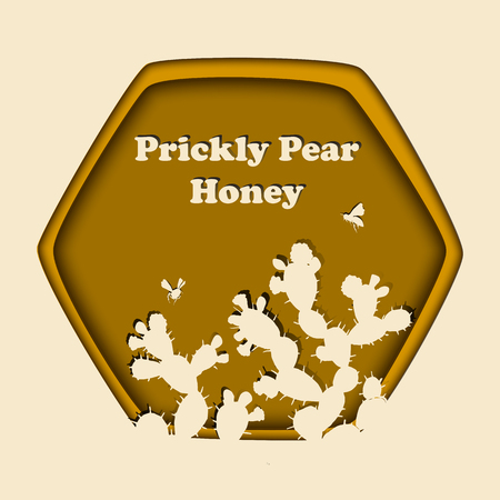 Honey Bees and Prickly Pear Cactusのイラスト素材