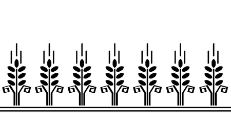 Graphic wheat seamless pattern. Stylish agro or bakery background. Design for textile, packaging, wallpapers. Vector illustrationのイラスト素材