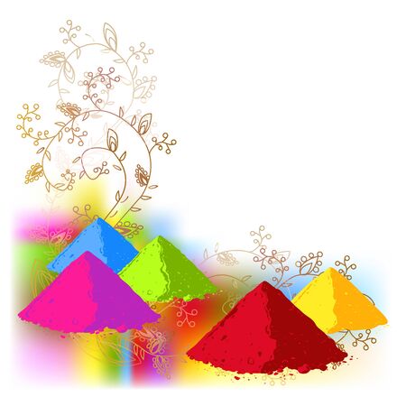 Vector Poster, Banner or Flyer design for Holi Fest Party celebration, Indian Festival. Colourful powder paints and abstract ornament background.のイラスト素材