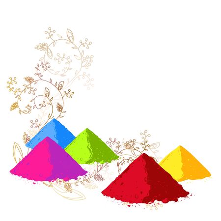 Vector Poster, Banner or Flyer design for Holi Fest Party celebration, Indian Festival. Colourful powder paints and abstract ornament backgroundのイラスト素材