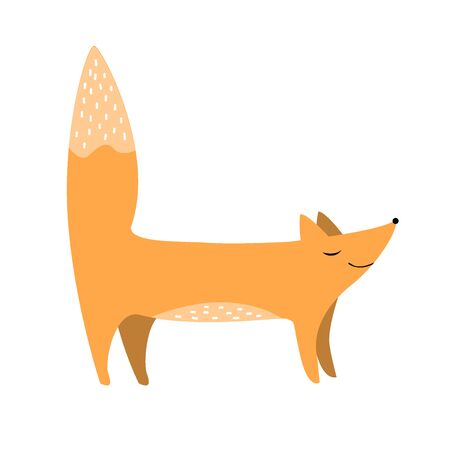 Cute fox flat vector illustration. Cartoon forest animalのイラスト素材