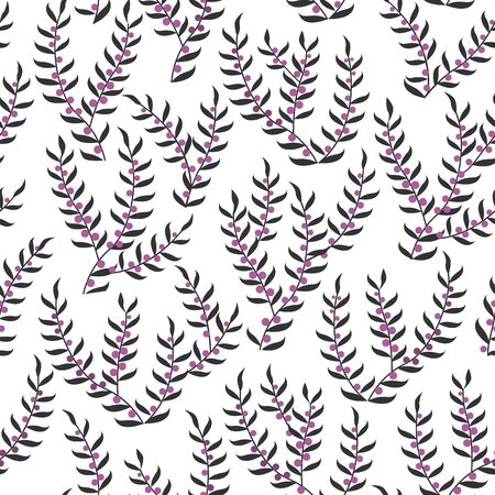 Vector seamless pattern with stylized heather branches. Beautiful floral design background for textile, bedding, wallpapers.のイラスト素材
