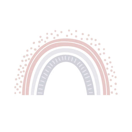 Rainbow vector in cartoon Scandinavian style isolated on white background for kids. Cute hand drawn illustration for posters, prints, cards, fabric, children books, interior designのイラスト素材