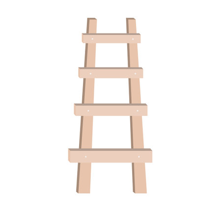 Vector illustration of wooden ladder. Design element for kids backgrounds, interiors or garden decor in natural and Scandinavian styleのイラスト素材