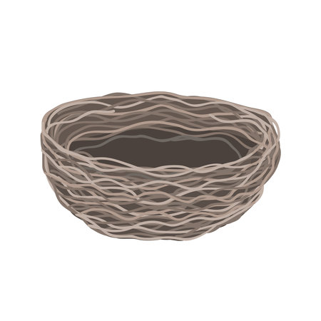 Bird nest. Empty nest with branches isolated on white background.のイラスト素材