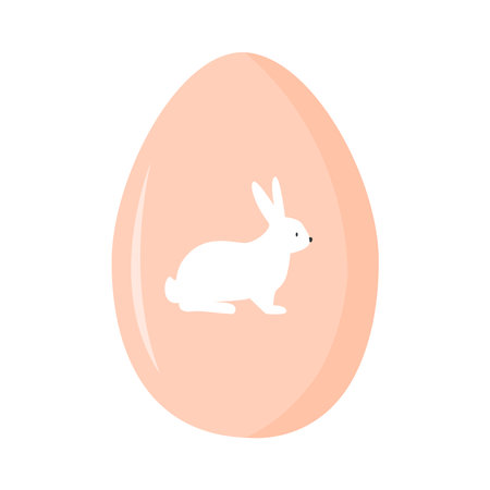 Easter egg decorated with bunny silhouette - traditional symbol of holiday. Isolated vector illustration for poster, card or banner.のイラスト素材