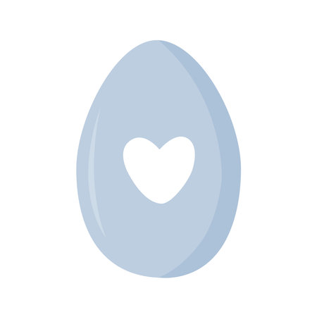 Easter egg icon with cute heart silhouette. Vector illustration isolated on white background. Happy Easter Holiday element. Spring symbolのイラスト素材