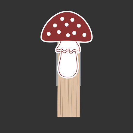 Small Wooden Clothes Peg decorated with cute fly agaric mushroom. Isolated design element for Autumn and Christmas pins. Vector illustration of Clothespin.のイラスト素材