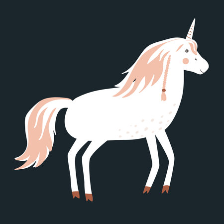 Cute unicorn cartoon isolated illustration. Fairy horse vector.のイラスト素材