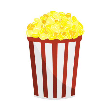Cup of hot fresh boiled corn. Fast, tasty, and tasty meal. Vector isolated illustration.のイラスト素材