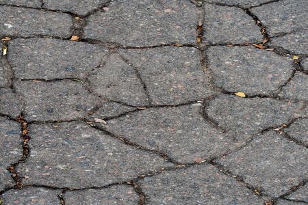Asphalt has many cracks in different directions