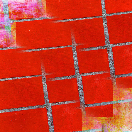 Old ceramic tile laid in cement mortar