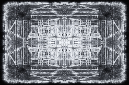 Black and white monochrome old grunge vintage weathered background abstract antique texture with retro patternの写真素材