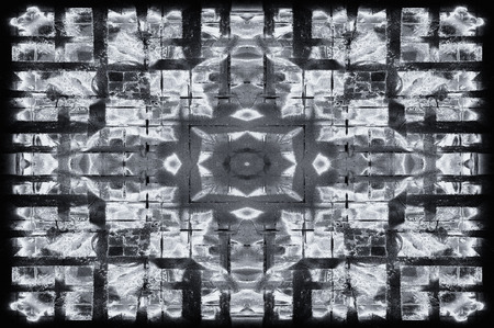 Black and white monochrome old grunge vintage weathered background abstract antique texture with retro patternの写真素材