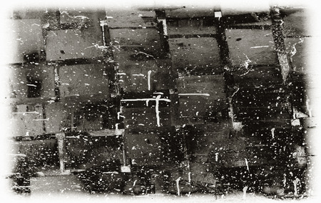 Black and white monochrome old grunge vintage weathered background abstract antique texture with retro patternの写真素材