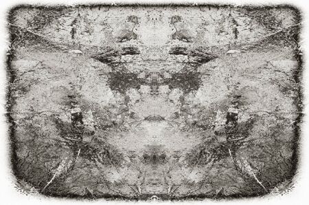 Black and white monochrome old grunge vintage weathered background abstract antique texture with retro patternの写真素材