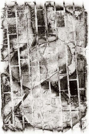 Black and white monochrome old grunge vintage weathered background abstract antique texture with retro patternの写真素材