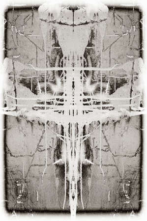 Black and white monochrome old grunge vintage weathered background abstract antique texture with retro patternの写真素材