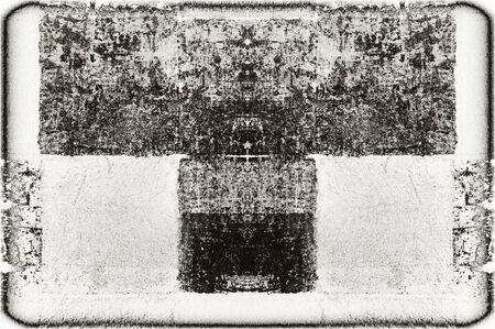 Black and white monochrome old grunge vintage weathered background abstract antique texture with retro patternの写真素材