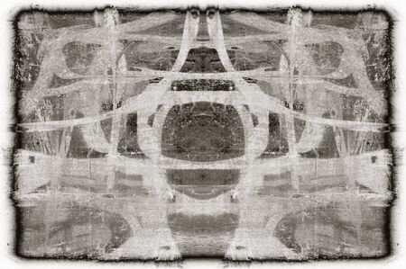 Black and white monochrome old grunge vintage weathered background abstract antique texture with retro patternの写真素材