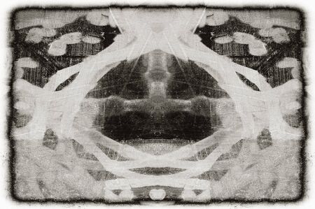 Black and white monochrome old grunge vintage weathered background abstract antique texture with retro patternの写真素材