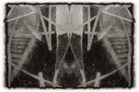 Black and white monochrome old grunge vintage weathered background abstract antique texture with retro patternの写真素材