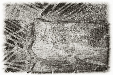 Black and white monochrome old grunge vintage weathered background abstract antique texture with retro patternの写真素材