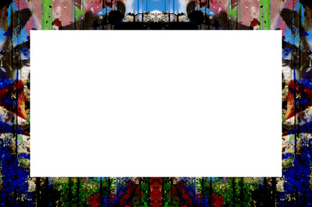 Old Color Grunge Painted Plaster Stucco Wall Vintage Weathered Frame With Abstract Antique Cracked Scratched Texture And Retro Pattern. Empty Space For Image Or Text.  3:2 Aspect Ratioの写真素材