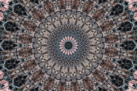 Abstract Colorful Painted Kaleidoscopic Graphic Background. Futuristic Psychedelic Hypnotic Backdrop Pattern With Texture. Folk Ethnic Floral Ornamental Mandala. Vintage Decorative Geometric Mosaicの写真素材