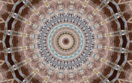Abstract Colorful Painted Kaleidoscopic Graphic Background. Futuristic Psychedelic Hypnotic Backdrop Pattern With Texture. Folk Ethnic Floral Ornamental Mandala. Vintage Decorative Geometric Mosaicの写真素材