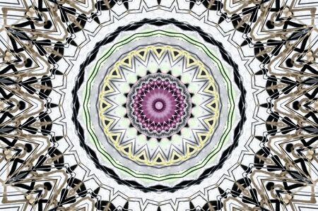 Abstract Colorful Painted Kaleidoscopic Graphic Background. Futuristic Psychedelic Hypnotic Backdrop Pattern With Texture. Folk Ethnic Floral Ornamental Mandala. Vintage Decorative Geometric Mosaicの写真素材