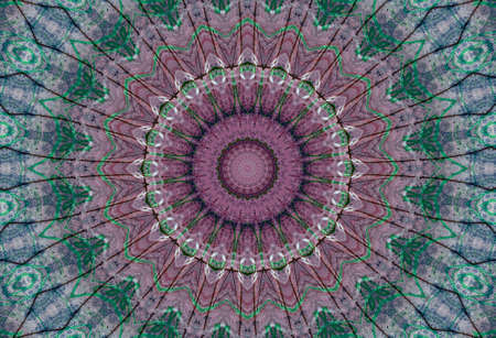 Abstract Colorful Painted Kaleidoscopic Graphic Background. Futuristic Psychedelic Hypnotic Backdrop Pattern With Texture. Folk Ethnic Floral Ornamental Mandala. Vintage Decorative Geometric Mosaicの写真素材