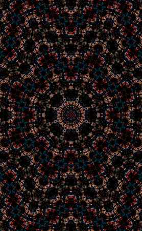 Abstract Colorful Painted Kaleidoscopic Graphic Background. Futuristic Psychedelic Hypnotic Backdrop Pattern With Texture. Folk Ethnic Floral Ornamental Mandala. Vintage Decorative Geometric Mosaicの写真素材