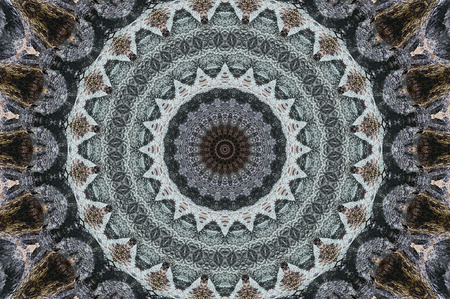 Abstract Colorful Painted Kaleidoscopic Graphic Background. Futuristic Psychedelic Hypnotic Backdrop Pattern With Texture. Folk Ethnic Floral Ornamental Mandala. Vintage Decorative Geometric Mosaicの写真素材