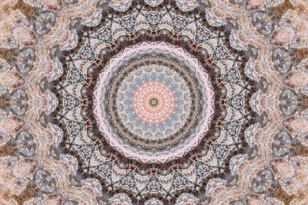 Abstract Colorful Painted Kaleidoscopic Graphic Background. Futuristic Psychedelic Hypnotic Backdrop Pattern With Texture. Folk Ethnic Floral Ornamental Mandala. Vintage Decorative Geometric Mosaicの写真素材